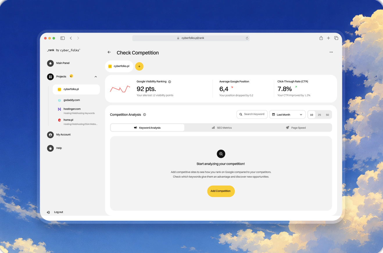 _rank by cyber_Folks: the Check Competition screen with visibility, position and CTR